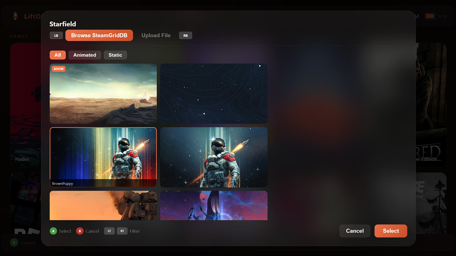 Hero art browser